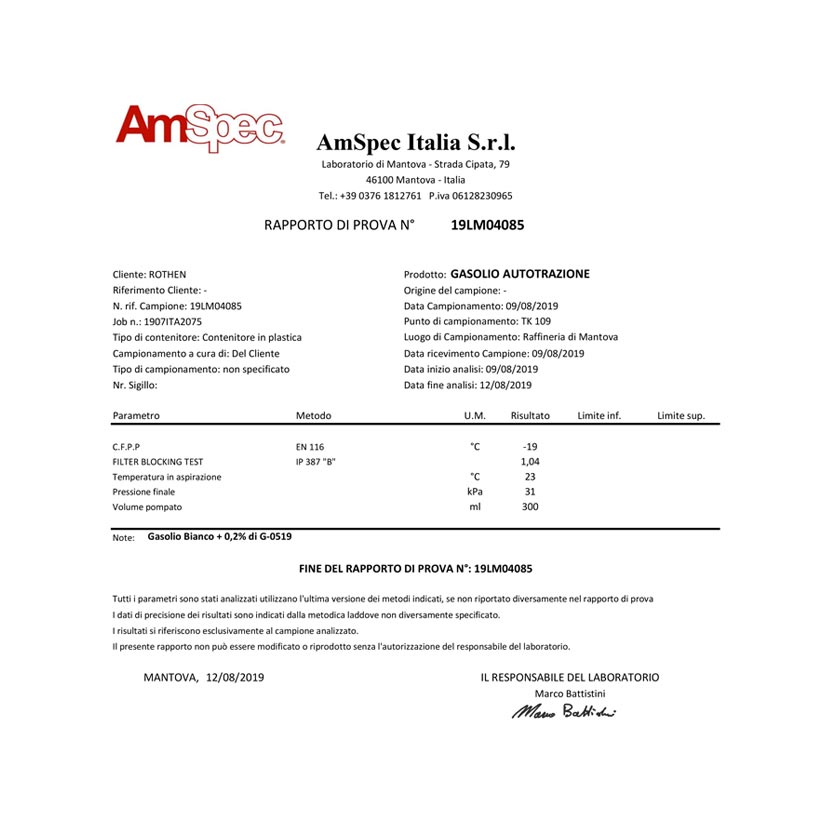 Rothen Service – Analisi biocarburanti Rothen Service - Analisi biocarburanti
